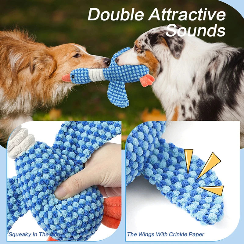 Peluche Canard Couineur pour Chien – Jouet à Mâcher & Nettoyage Dents Chiot