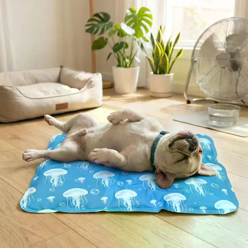 Tapis rafraîchissant chien allongé