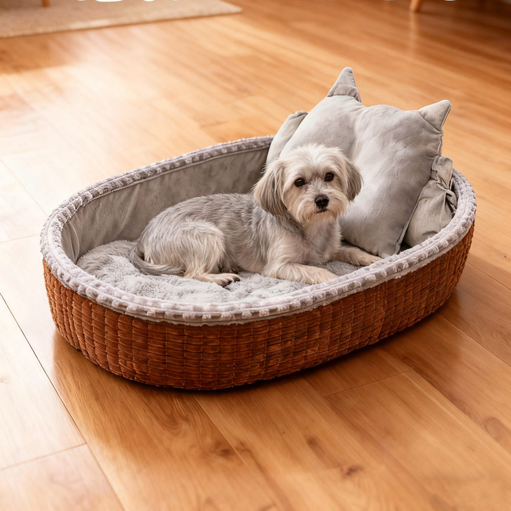 Niche d'Hiver Chaude pour Chien & Chat - Lit Semi-Fermé