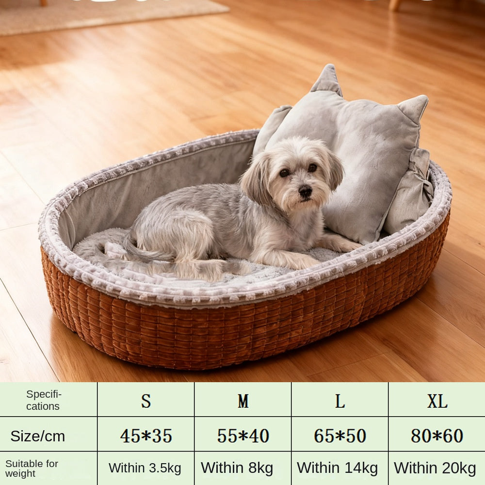 Niche d'Hiver Chaude pour Chien & Chat - Lit Semi-Fermé