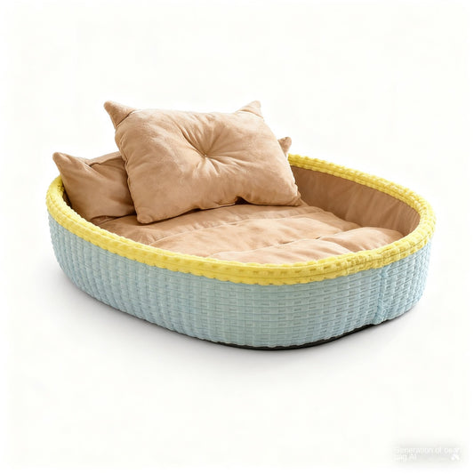 Niche d'Hiver Chaude pour Chien & Chat - Lit Semi-Fermé