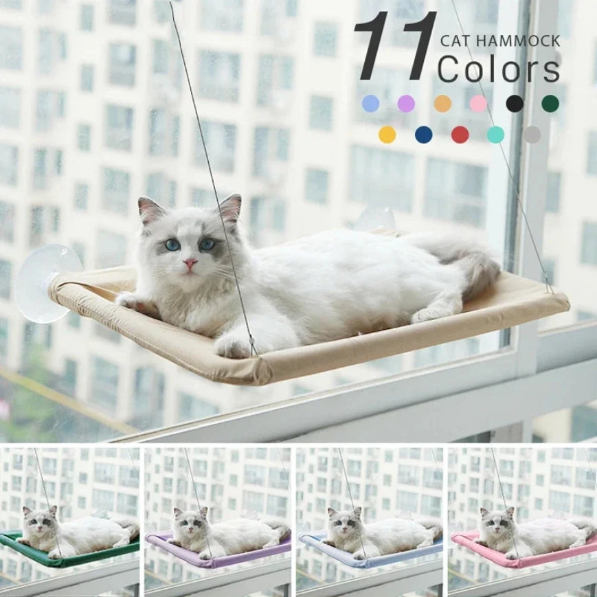 Hamac Suspendu pour Chat – Siège Fenêtre Ensoleillé Jusqu’à 20kg, Tissu Oxford Lavable