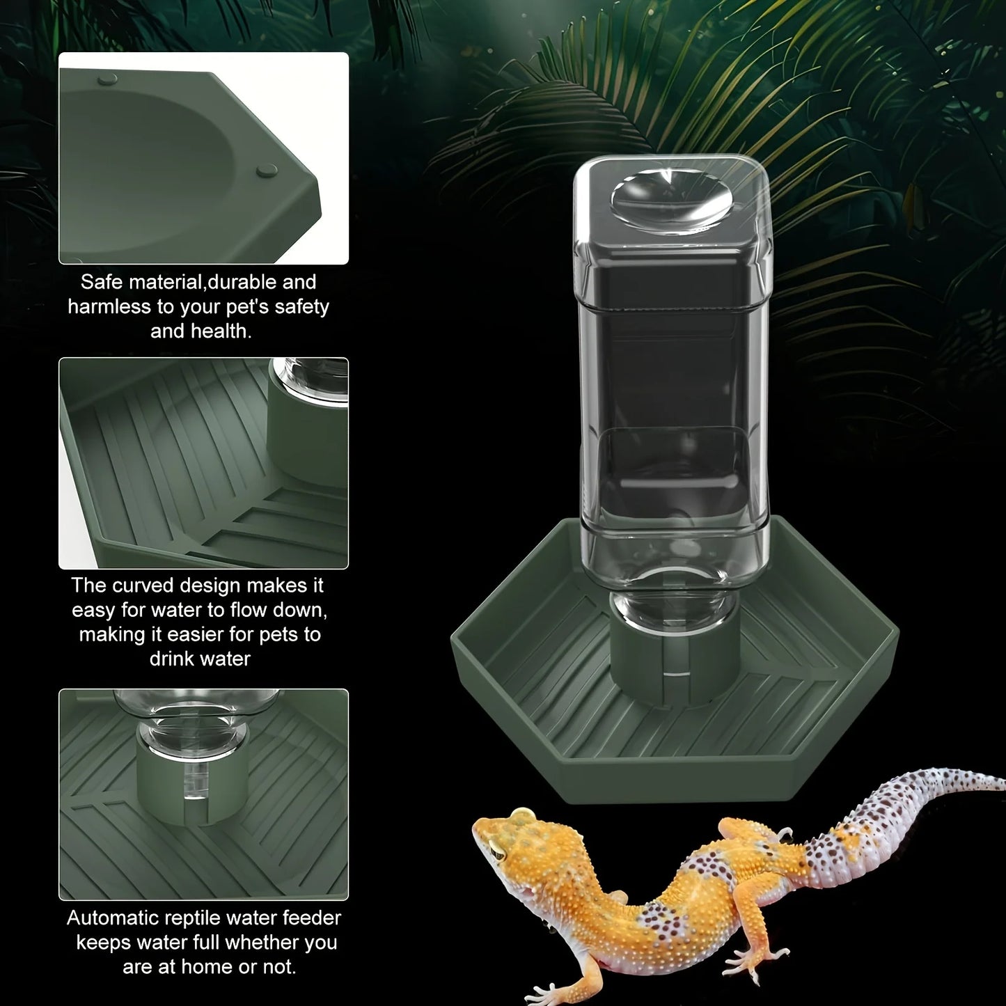 Abreuvoir Automatique pour Reptiles – Mangeoire pour Lézard, Gecko, Chaméléon, Grenouille, Serpent, Tortue