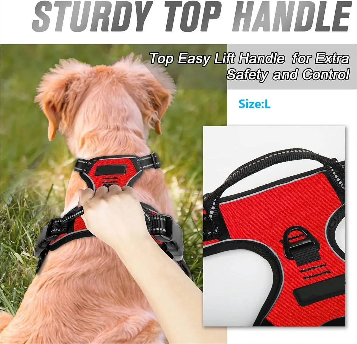 Harnais Anti-Traction pour Chien – Réfléchissant, Ajustable, Clip Frontal