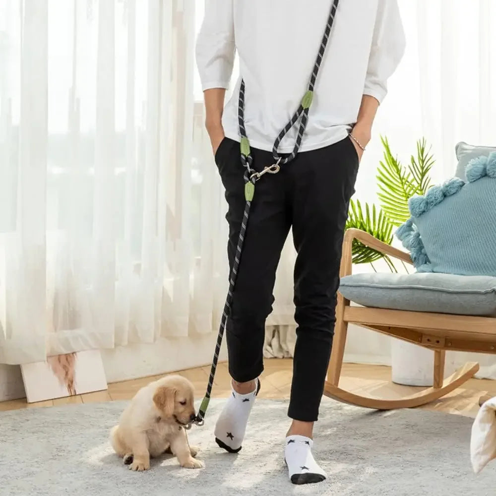 Laisse Mains Libres Réfléchissante pour Chien – Nylon Ajustable