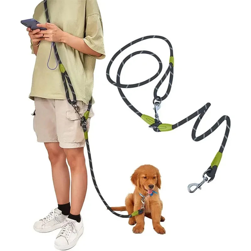 Laisse Mains Libres Réfléchissante pour Chien – Nylon Ajustable