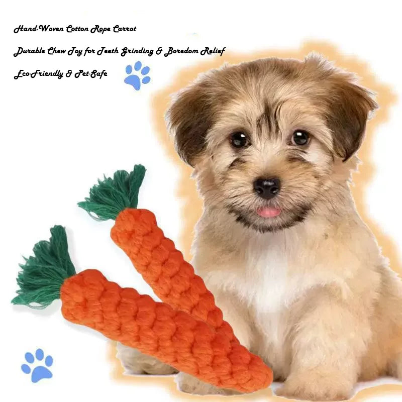Jouet Carotte en Corde de Coton pour Chien & Chat – Nettoyage Dents & Anti-Ennui