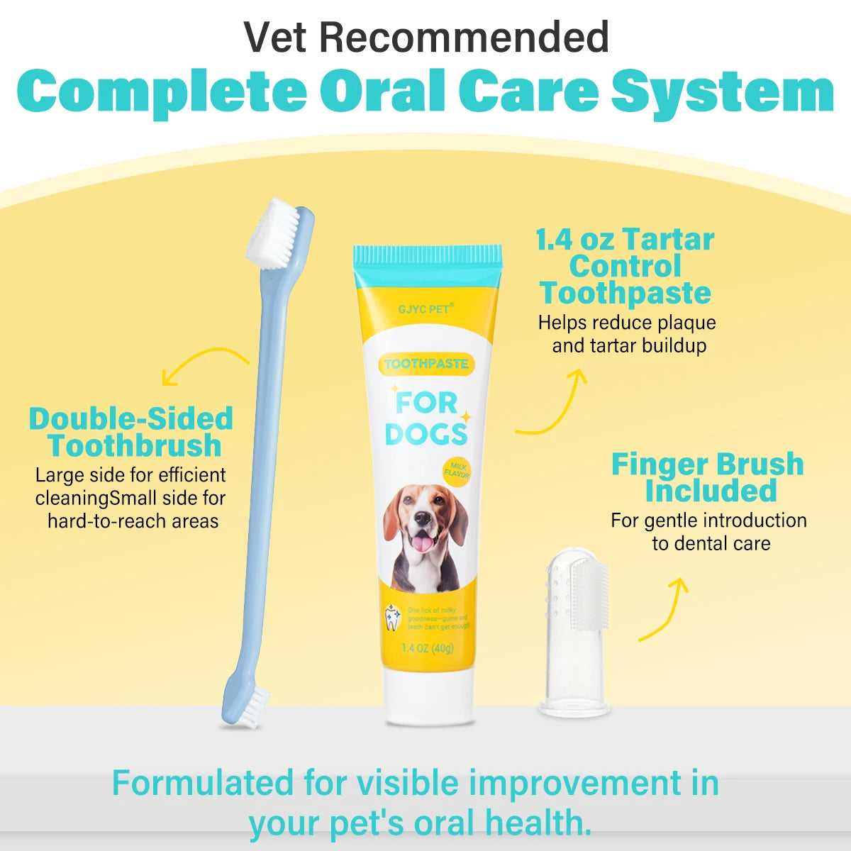 Kit Dentaire pour Chien & Chat – Dentifrice Lait + Brosse à Dents Hygiène Bucco-Dentaire