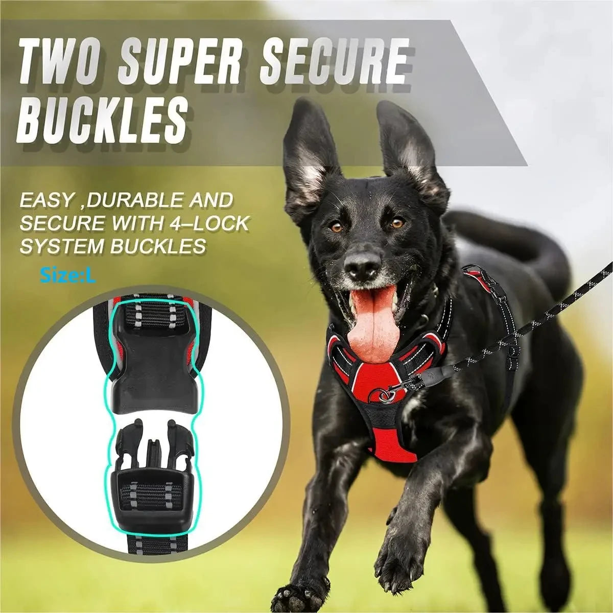 Harnais Anti-Traction pour Chien – Réfléchissant, Ajustable, Clip Frontal