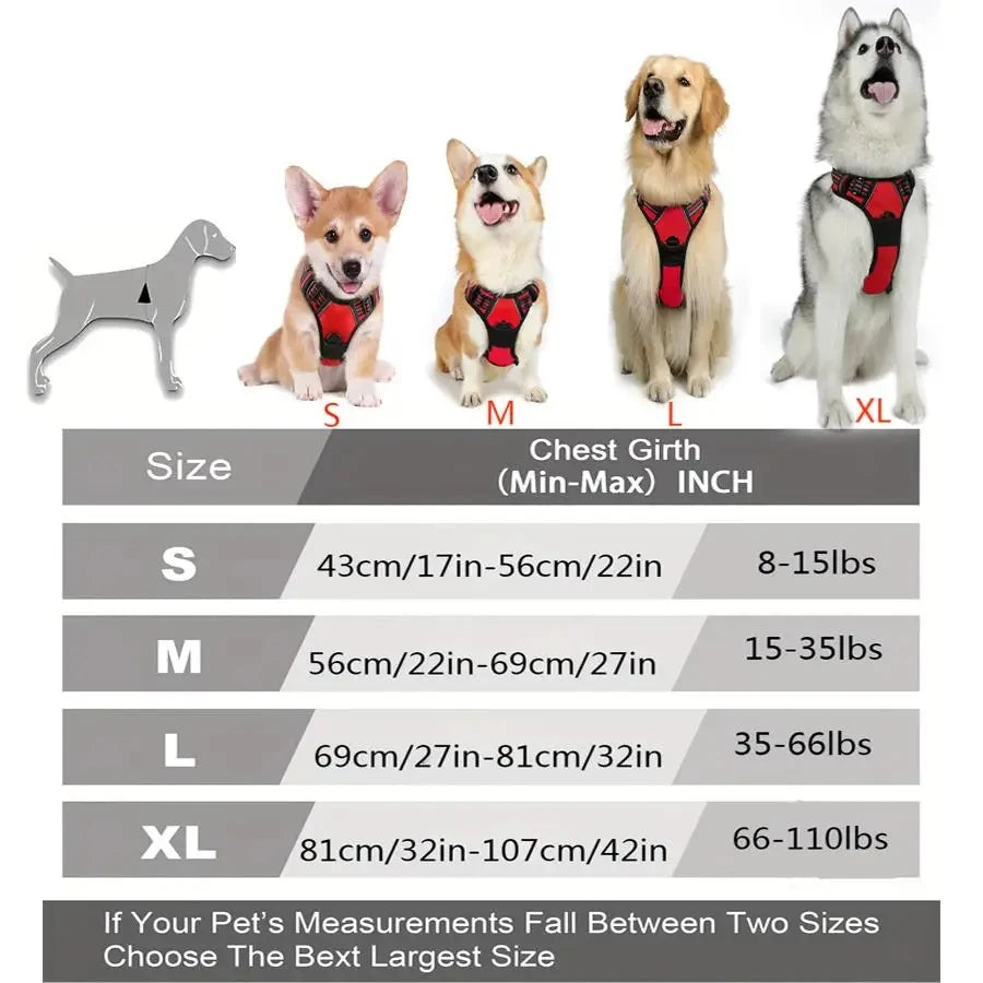 Harnais Anti-Traction pour Chien – Réfléchissant, Ajustable, Clip Frontal