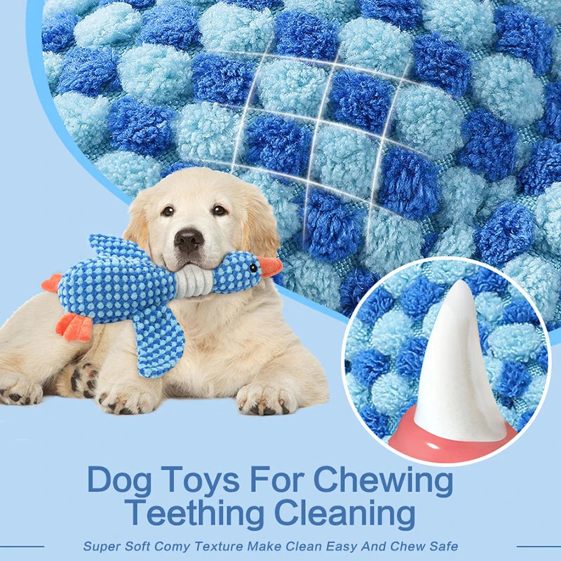 Peluche Canard Couineur pour Chien – Jouet à Mâcher & Nettoyage Dents Chiot