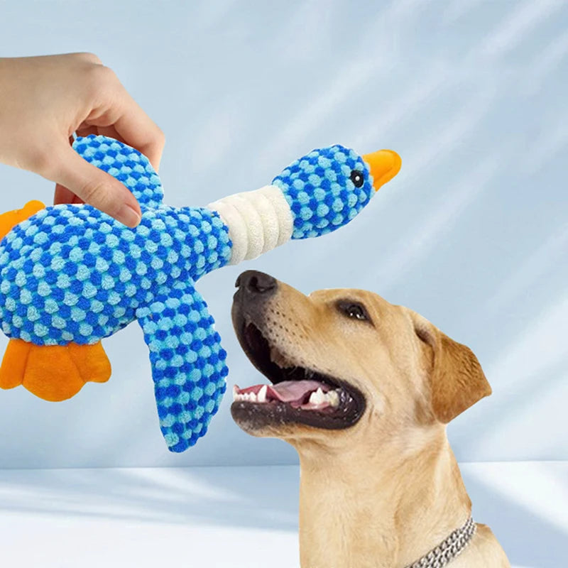 Peluche Canard Couineur pour Chien – Jouet à Mâcher & Nettoyage Dents Chiot