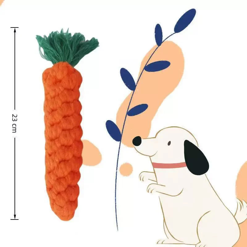 Jouet Carotte en Corde de Coton pour Chien & Chat – Nettoyage Dents & Anti-Ennui