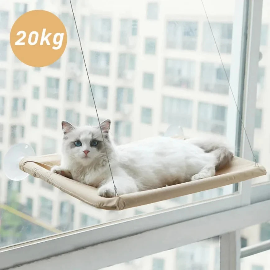 Hamac Suspendu pour Chat – Siège Fenêtre Ensoleillé Jusqu’à 20kg, Tissu Oxford Lavable