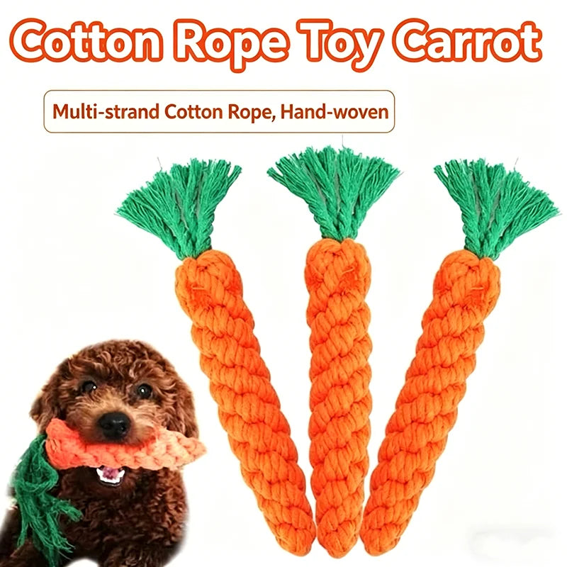 Jouet Carotte en Corde de Coton pour Chien & Chat – Nettoyage Dents & Anti-Ennui