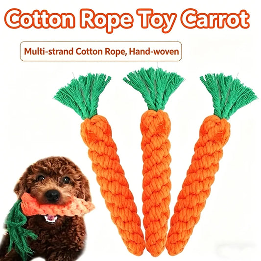 Jouet Carotte en Corde de Coton pour Chien & Chat – Nettoyage Dents & Anti-Ennui