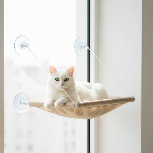 Hamac Suspendu pour Chat – Siège Fenêtre Ensoleillé Jusqu’à 20kg, Tissu Oxford Lavable